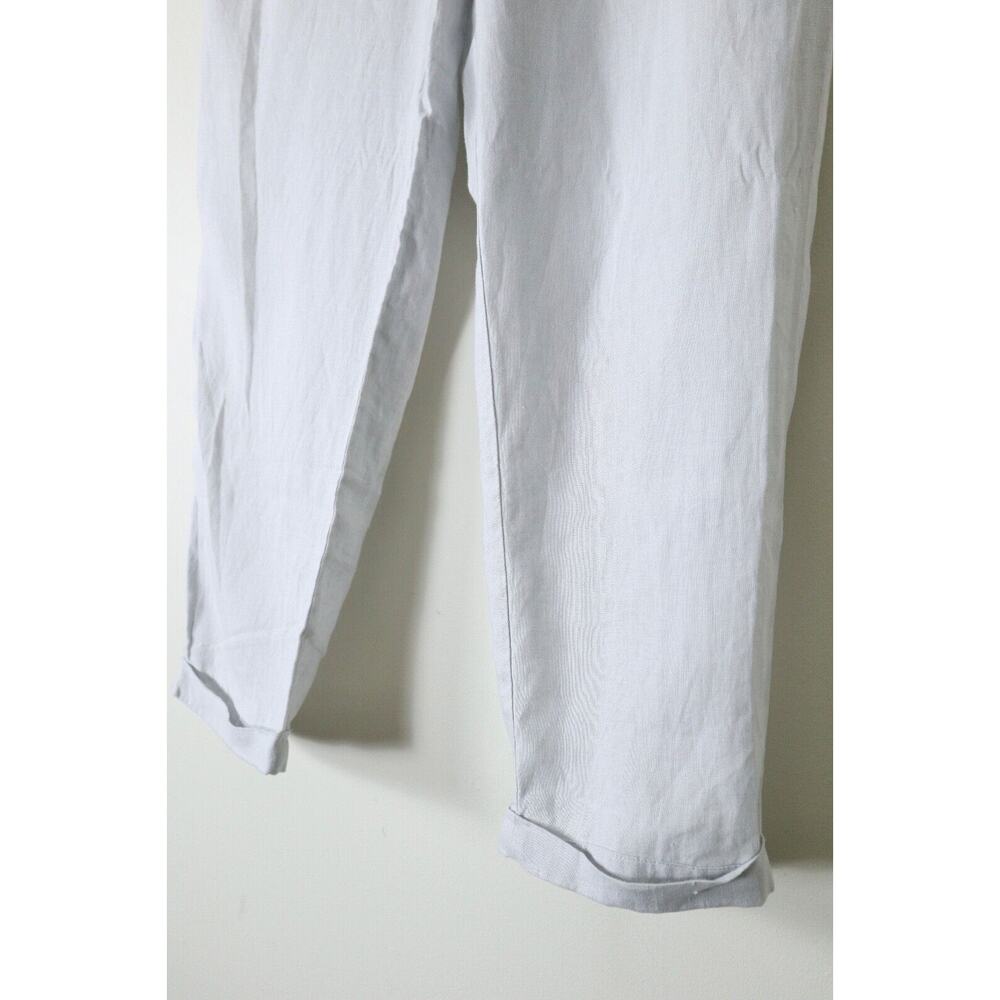 Pure Navy Brand Size M Woven Linen Pants Pull On Slim Leg Drawstring Light Gray - Picture 4 of 11